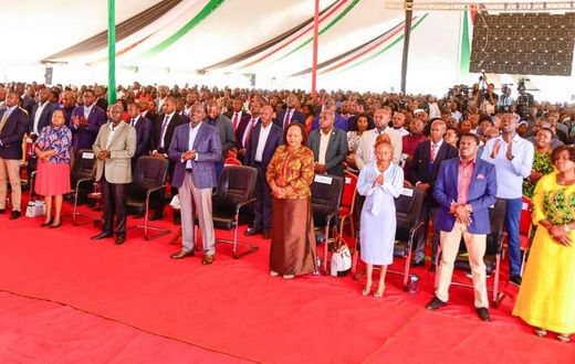 President and other leaders during a church service in Kerugoya stadium in Kirinyaga county