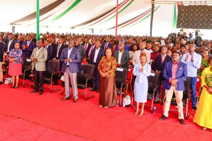 President and other leaders during a church service in Kerugoya stadium in Kirinyaga county