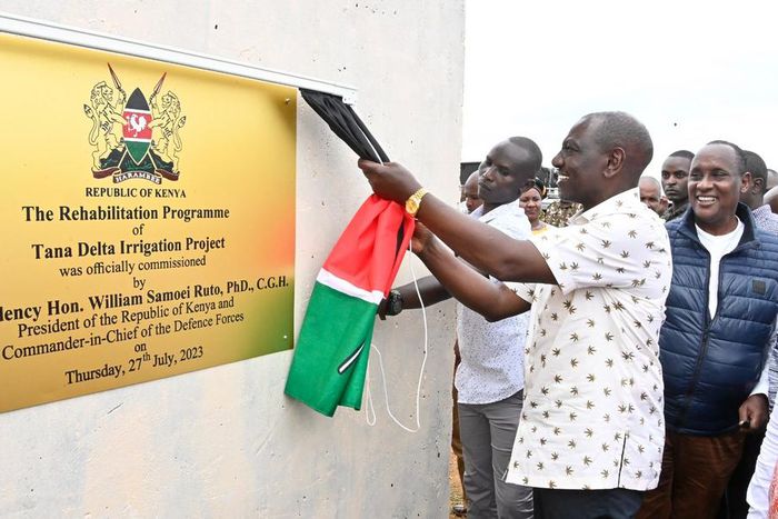 President William Ruto when he commissioned rehabilitation of the Tana Delta Irrigation Project on July 27, 2023