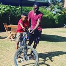 Becky actor Prince Mwangi Kariithi 'Jeff' on set with his onscreen dad Andrew Levi 'Junior'