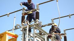 A Kenya Power worker on site