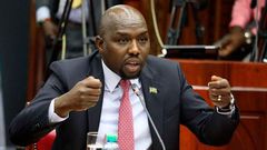 Roads and Transport CS Kipchumba Murkomen speaks during his vetting in the National Assembly
