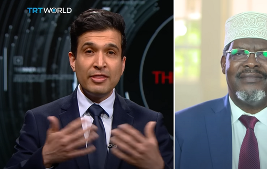 A screengrab of Miguna Miguna's interview with TRT world