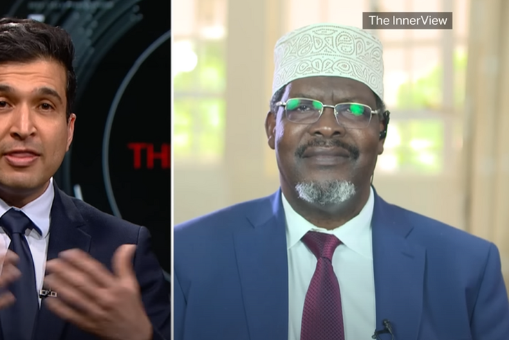 A screengrab of Miguna Miguna's interview with TRT world
