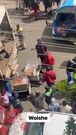 Smokie trolleys being bundled into a lorry