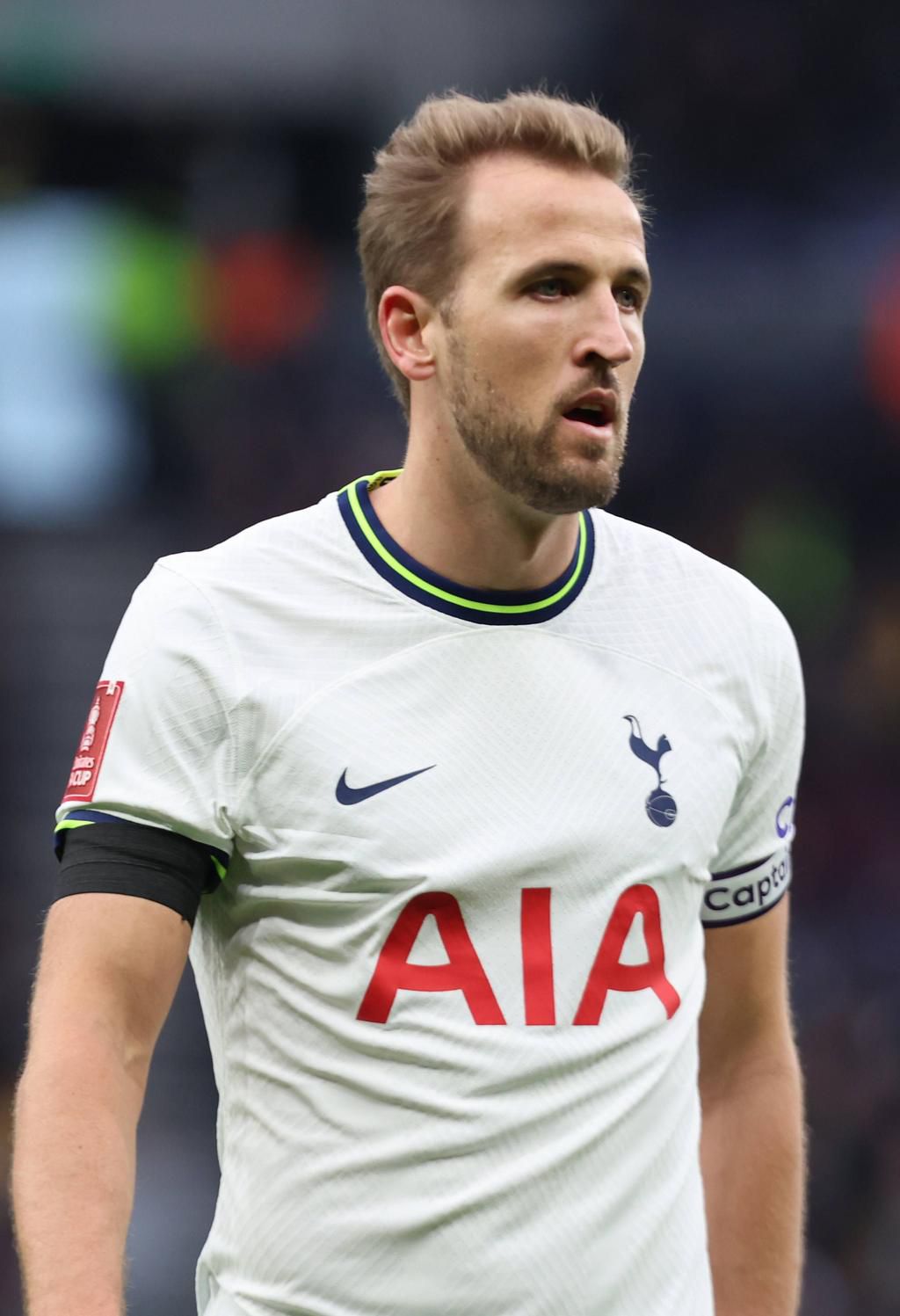 Harry Kane during the FA Cup Third Round soccer match between Tottenham Hotspur and Portsmouth at Tottenham Hotspur Stadium in London on January 7, 2023.