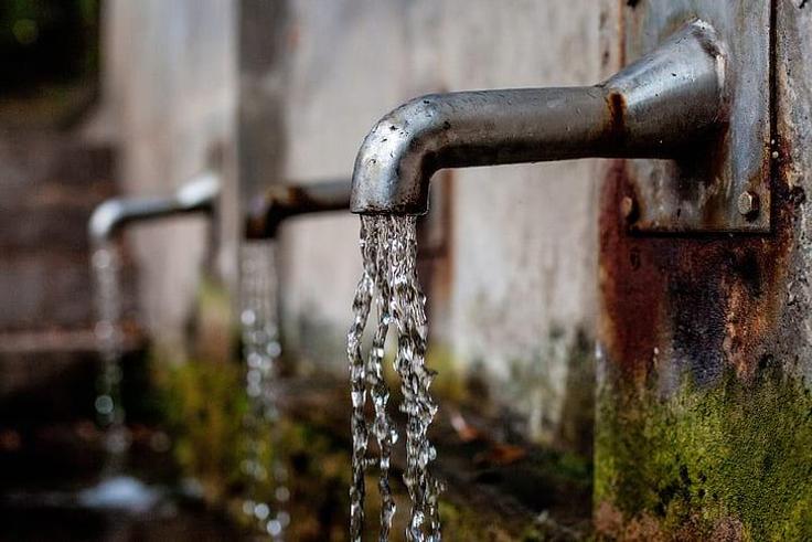 Water running from a tap