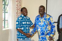 Azimio principals Raila Odinga and Kalonzo Musyoka meet at Maanzoni Lodge on February 9, 2023