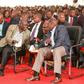 President William Ruto and his Deputy Rigathi Gachagua share a light moment with Dennis Itumbi during a thanks giving prayer service held in Kerugoya on January 22, 20223