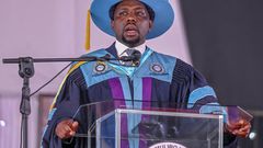 Roads and Transport CS Kipchumba Murkomen during the 23th graduation ceremony  at Masinde Muliro University in Kakamega