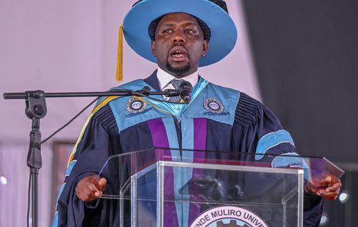 Roads and Transport CS Kipchumba Murkomen during the 23th graduation ceremony  at Masinde Muliro University in Kakamega