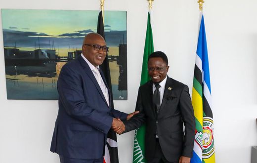 Sports CS Ababu Namwamba with Cape Media founder Simon Gicharu