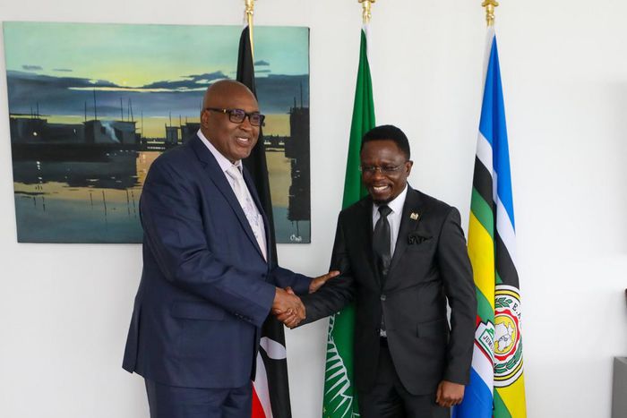 Sports CS Ababu Namwamba with Cape Media founder Simon Gicharu