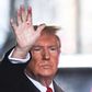 Former President Donald Trump waves to the crowd outside Trump Tower on Tuesday. Red marks are clearly visible on his hand.Charly Triballeau/AFP/Getty Images