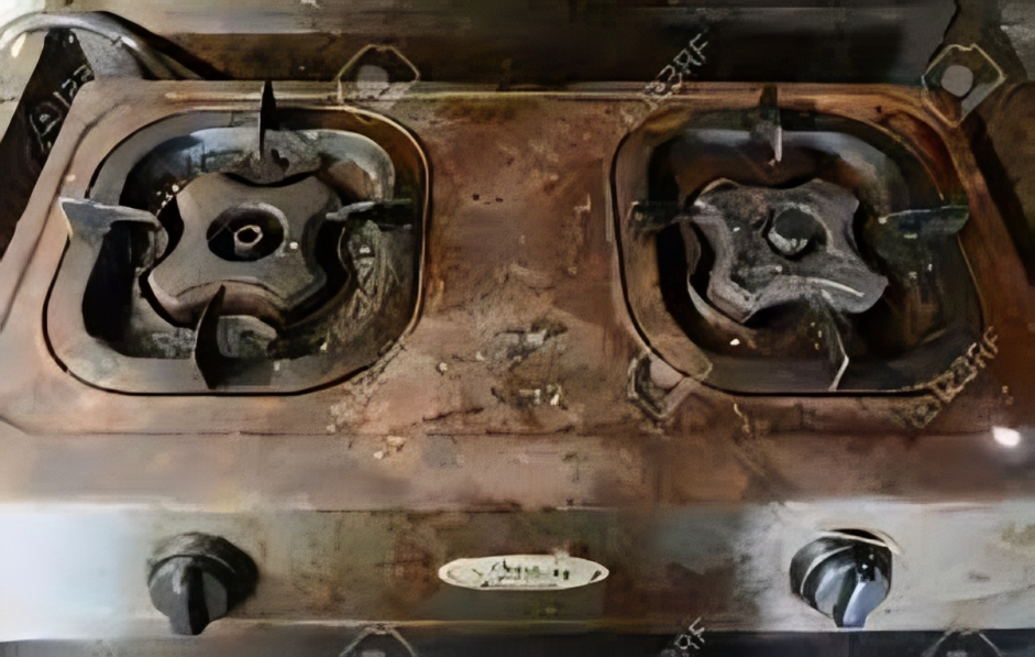 An old gas stove burner