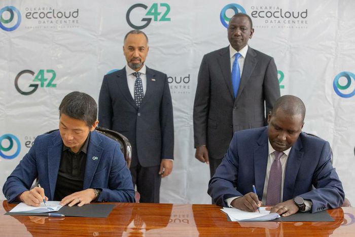 President William Ruto witnesses the signing of an MOU between Kenya’s EcoCloud and UAE’s G42