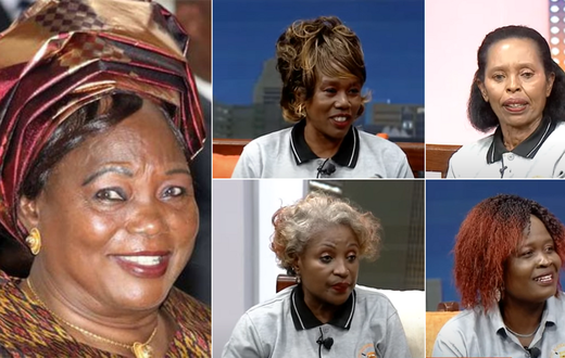 A collage of Mama Ngina Kenyatta and former army veterans and members of the Females of Valour Association of Kenya