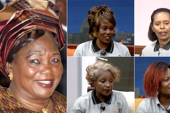 A collage of Mama Ngina Kenyatta and former army veterans and members of the Females of Valour Association of Kenya