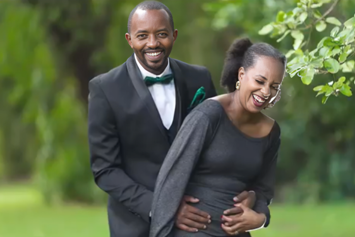 Actor Joe Kinyua and wife