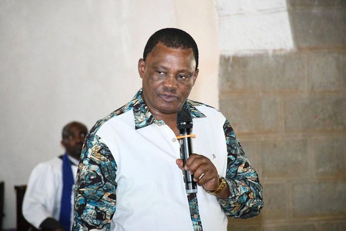 Attorney General Justin Muturi speaking during a church service in Embu County on Sunday February 26, 2023