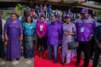 COTU Secretary General Francis Atwoli and his wife Mary Kilobi Atwoli during the Labour Celebrations at Uhuru Gardens