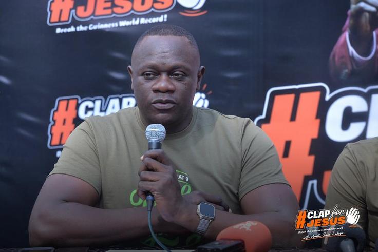 Pastor Ronnie Mutebi addressing press in Kampala about the upcoming Guinness World Record attempt