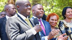 Deputy President Rigathi Gachagua speaking in Meru in the company of other leaders on Saturday, October 7, 2023