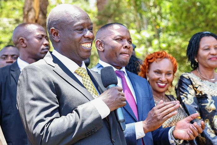 Deputy President Rigathi Gachagua speaking in Meru in the company of other leaders on Saturday, October 7, 2023