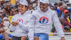 Trade CS Moses Kuria with Faith Mwaura during the 2022 campaigns