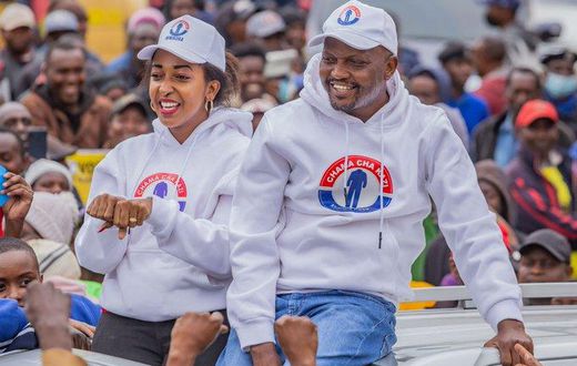 Trade CS Moses Kuria with Faith Mwaura during the 2022 campaigns