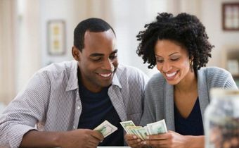 Couple counting money