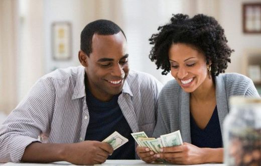 Couple counting money