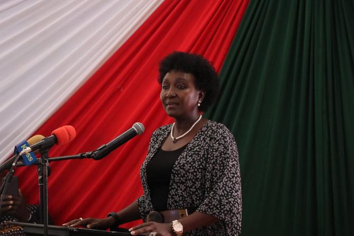 National Assembly Deputy Speaker Gladys Shollei speaking during the release of the 2023 KCSE exam results
