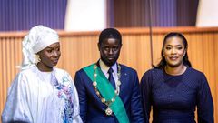 Senegal President Bassirou Diomay Diakhar Faye and his two wives, Marie Khone & Absa Fall