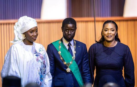 Senegal President Bassirou Diomay Diakhar Faye and his two wives, Marie Khone & Absa Fall