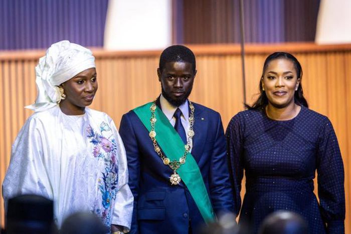 Senegal President Bassirou Diomay Diakhar Faye and his two wives, Marie Khone & Absa Fall