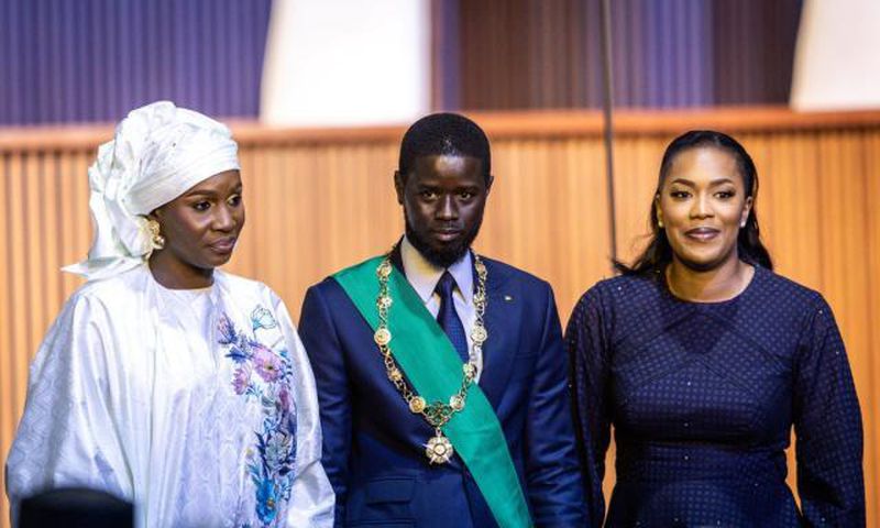 Senegal President Bassirou Diomay Diakhar Faye and his two wives, Marie Khone & Absa Fall
