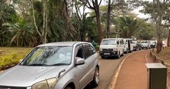 Tourists waiting to enter Nairobi National Park