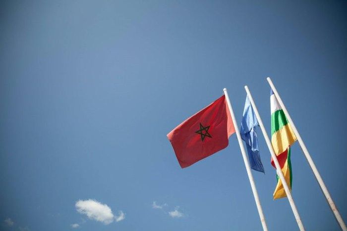 Flags fly at the UN peacekeeping mission in the Central African Republic, which is expected to get approval for an additional 900 troops to deal with growing violence