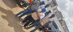 Calvin Rock (In grey t-shirt) after he was released by police