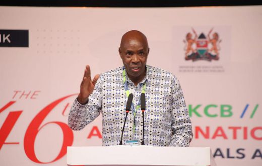 Education CS Ezekiel Machogu at the 46th Annual conference of the Kenya Secondary Heads Association (KESSHA) at Sheikh Zayed Hall in Mombasa on June 28, 2023