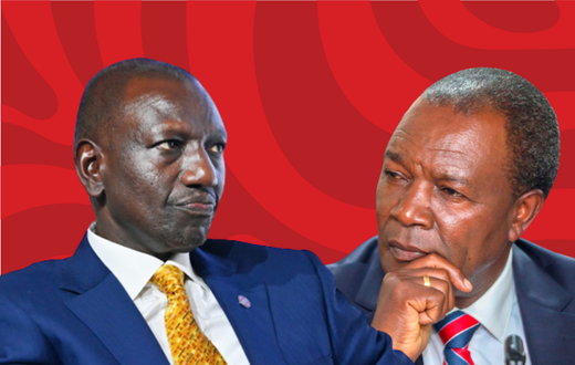 A collage of President William Ruto and Treasury CS Prof Njuguna Ndung'u