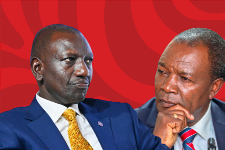 A collage of President William Ruto and Treasury CS Prof Njuguna Ndung'u