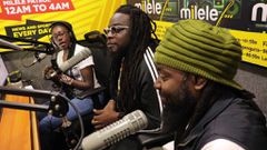 Morgan Heritage band during an interview with Milele FM