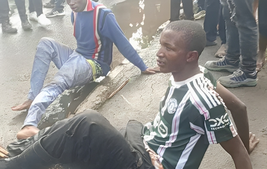 Two suspects who were rounded up and beaten in Kilimani before police intervened