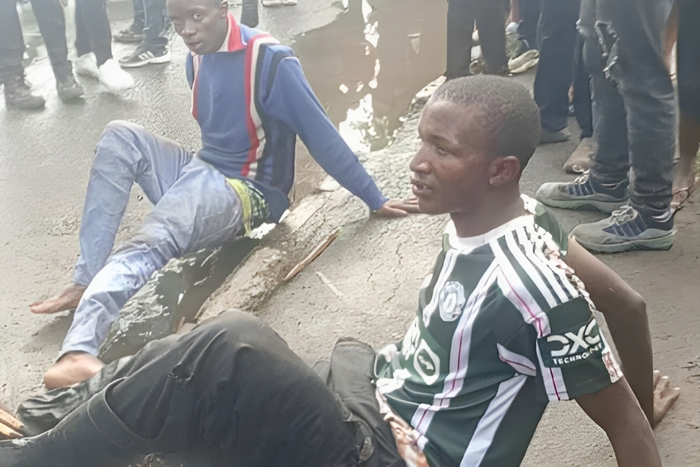 Two suspects who were rounded up and beaten in Kilimani before police intervened
