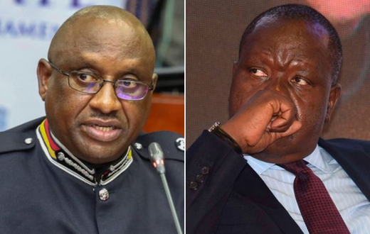 Collage of Police IG Japheth Koome and former Interior CS Fred Matiang'