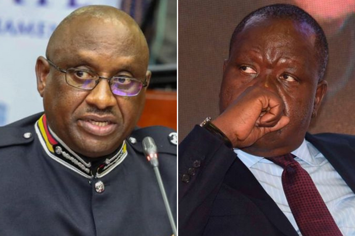 Collage of Police IG Japheth Koome and former Interior CS Fred Matiang'