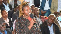 Mercy Tarus speaking during a baraza convened by Uasin Gishu Governor Jonathan Bii