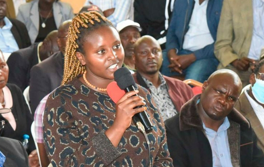 Mercy Tarus speaking during a baraza convened by Uasin Gishu Governor Jonathan Bii